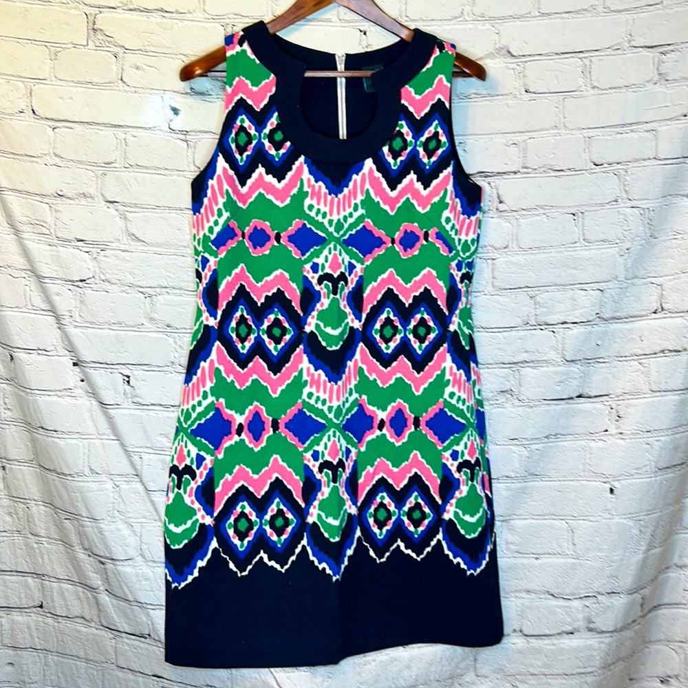Gabby Skye Blue Pink Green Sleeveless Dress Size 12 Excellent Condition